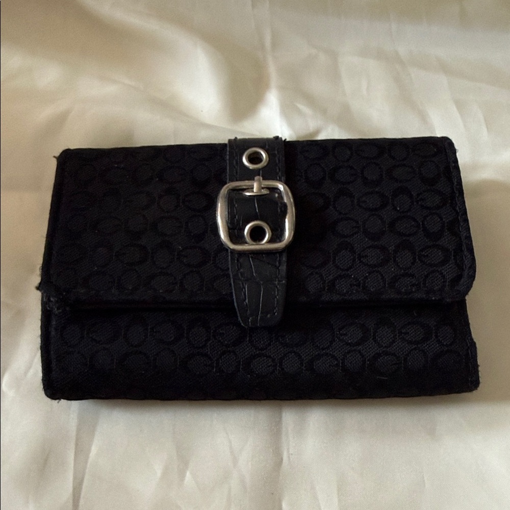 Source Unknown Black Patterned Wallet With Silver… - image 1